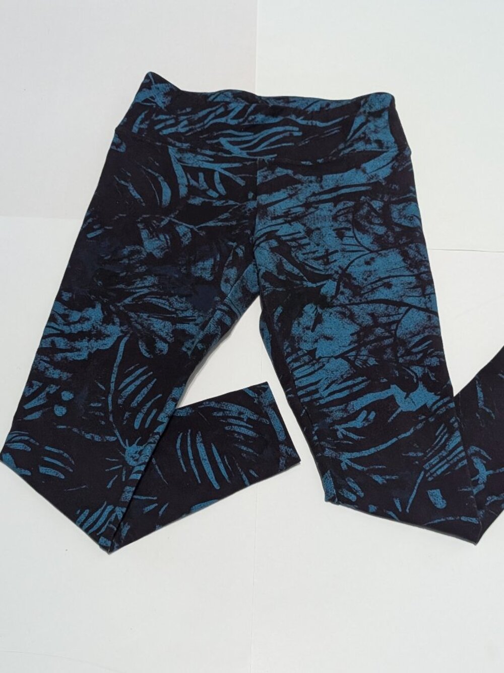 Soft Surroundings Women's Navy & Teal Blue Patterned Leggings, Size M